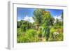 Sunflowers and Garden-Robert Goldwitz-Framed Giclee Print