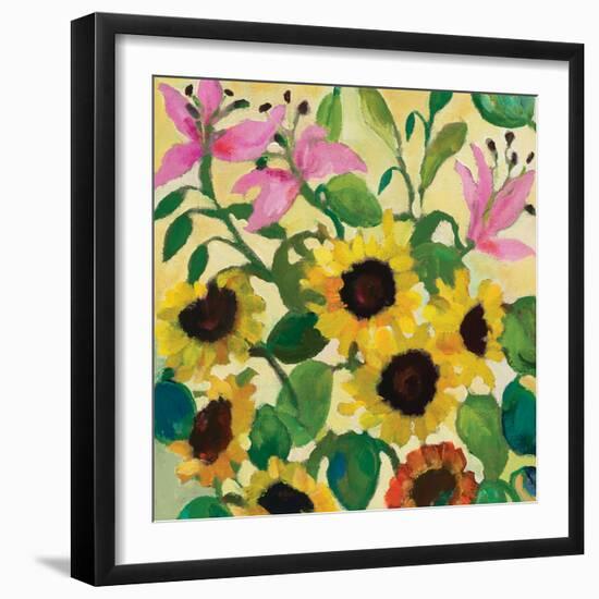 Sunflowers and Pink Lilies-Kim Parker-Framed Premium Giclee Print