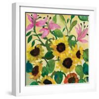 Sunflowers and Pink Lilies-Kim Parker-Framed Giclee Print