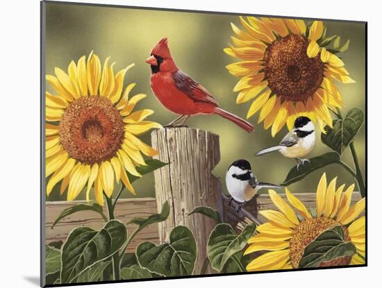 Sunflowers and Songbirds-William Vanderdasson-Mounted Giclee Print