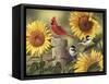 Sunflowers and Songbirds-William Vanderdasson-Framed Stretched Canvas