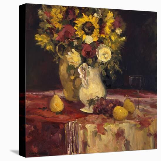 Sunflowers and Wine-Allayn Stevens-Stretched Canvas