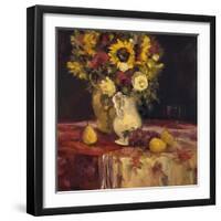 Sunflowers and Wine-Allayn Stevens-Framed Art Print