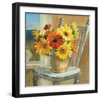 Sunflowers by the Sea Crop-Danhui Nai-Framed Art Print