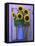 Sunflowers Displayed in Enamelware Pitcher, Willamette Valley, Oregon, USA-Steve Terrill-Framed Stretched Canvas