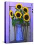 Sunflowers Displayed in Enamelware Pitcher, Willamette Valley, Oregon, USA-Steve Terrill-Stretched Canvas