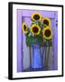 Sunflowers Displayed in Enamelware Pitcher, Willamette Valley, Oregon, USA-Steve Terrill-Framed Photographic Print