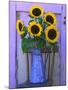 Sunflowers Displayed in Enamelware Pitcher, Willamette Valley, Oregon, USA-Steve Terrill-Mounted Photographic Print