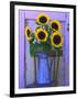 Sunflowers Displayed in Enamelware Pitcher, Willamette Valley, Oregon, USA-Steve Terrill-Framed Photographic Print