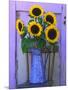 Sunflowers Displayed in Enamelware Pitcher, Willamette Valley, Oregon, USA-Steve Terrill-Mounted Photographic Print