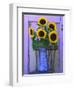 Sunflowers Displayed in Enamelware Pitcher, Willamette Valley, Oregon, USA-Steve Terrill-Framed Photographic Print