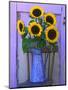 Sunflowers Displayed in Enamelware Pitcher, Willamette Valley, Oregon, USA-Steve Terrill-Mounted Photographic Print