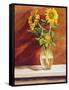 Sunflowers in a Glass Bowl-Helen J. Vaughn-Framed Stretched Canvas