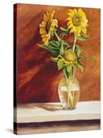 Sunflowers in a Glass Bowl-Helen J. Vaughn-Stretched Canvas