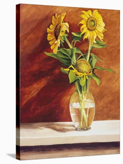 Sunflowers in a Glass Bowl-Helen J. Vaughn-Stretched Canvas