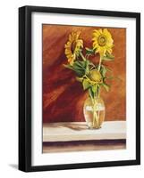 Sunflowers in a Glass Bowl-Helen J. Vaughn-Framed Giclee Print