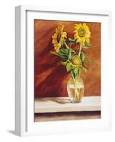 Sunflowers in a Glass Bowl-Helen J. Vaughn-Framed Giclee Print