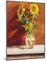 Sunflowers in a Glass Bowl-Helen J. Vaughn-Mounted Giclee Print