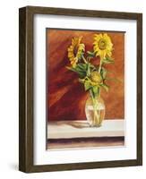 Sunflowers in a Glass Bowl-Helen J. Vaughn-Framed Giclee Print