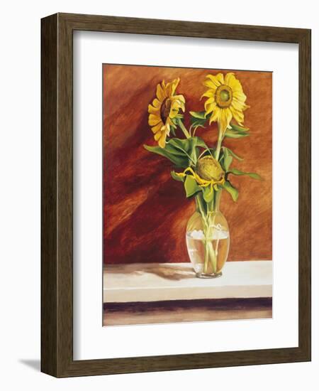 Sunflowers in a Glass Bowl-Helen J. Vaughn-Framed Giclee Print