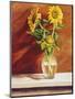 Sunflowers in a Glass Bowl-Helen J. Vaughn-Mounted Premium Giclee Print