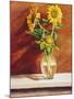 Sunflowers in a Glass Bowl-Helen J. Vaughn-Mounted Giclee Print