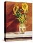 Sunflowers in a Glass Bowl-Helen J. Vaughn-Stretched Canvas