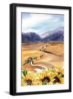 Sunflowers in Tuscany-Irina Trzaskos Studios-Framed Giclee Print