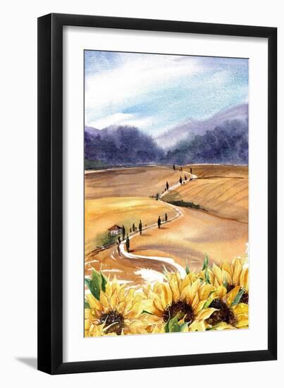 Sunflowers in Tuscany-Irina Trzaskos Studios-Framed Giclee Print