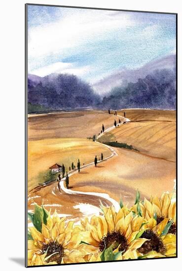 Sunflowers in Tuscany-Irina Trzaskos Studios-Mounted Giclee Print