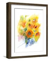 Sunflowers in Vase, 2016-John Keeling-Framed Giclee Print