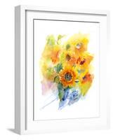 Sunflowers in Vase, 2016-John Keeling-Framed Giclee Print