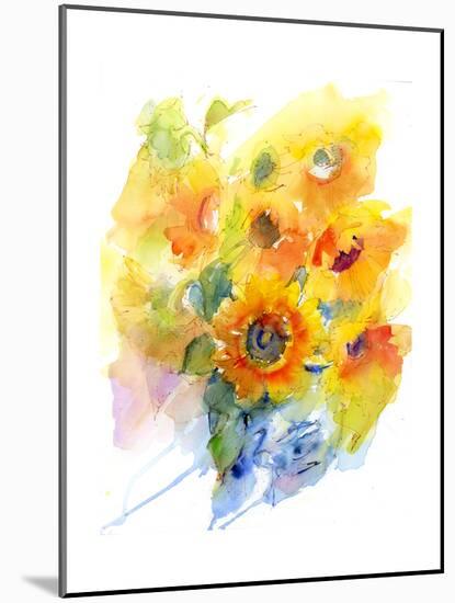 Sunflowers in Vase, 2016-John Keeling-Mounted Giclee Print