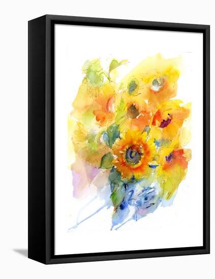 Sunflowers in Vase, 2016-John Keeling-Framed Stretched Canvas