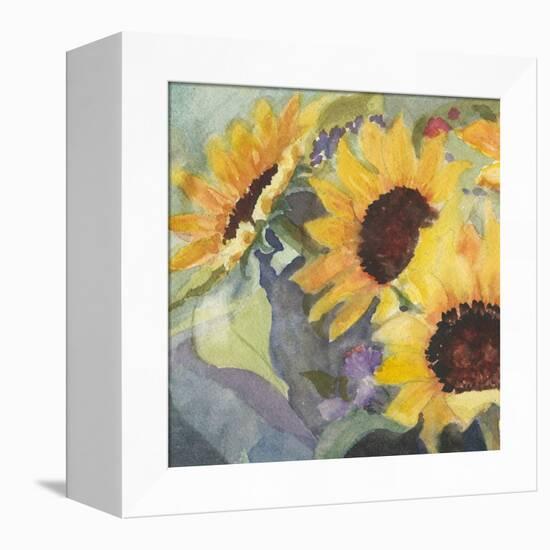 Sunflowers in Watercolor I-null-Framed Stretched Canvas