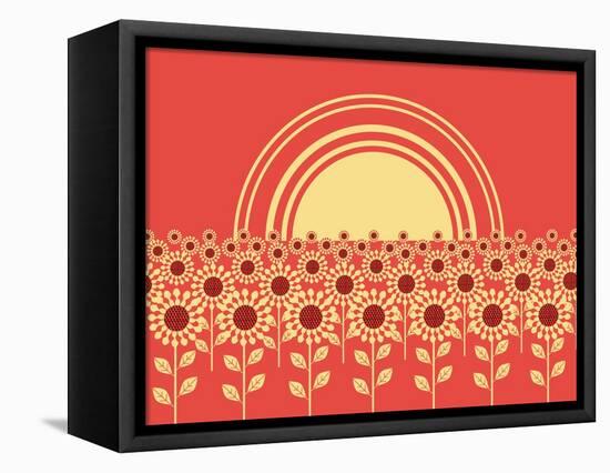 Sunflowers Landscape Background-GeraKTV-Framed Stretched Canvas