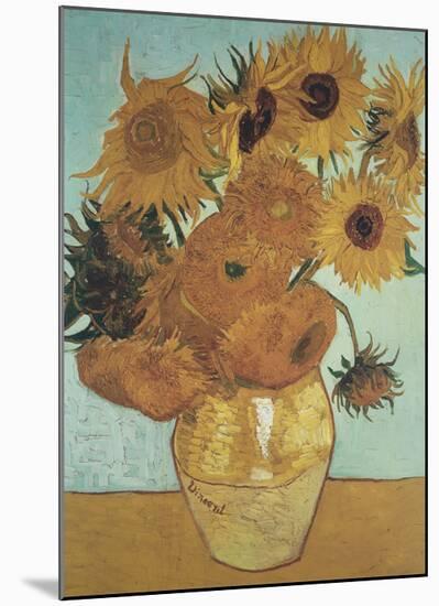 Sunflowers on Blue, 1888-Vincent van Gogh-Mounted Art Print