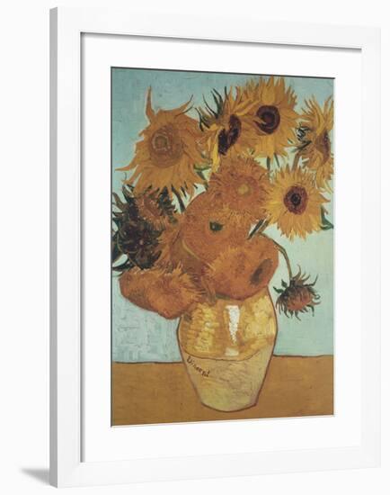 Sunflowers on Blue, 1888-Vincent van Gogh-Framed Art Print