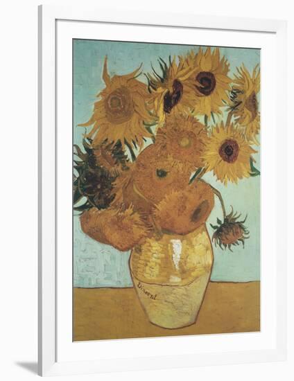 Sunflowers on Blue, 1888-Vincent van Gogh-Framed Art Print