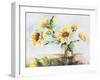 Sunflowers on Golden Vase-Heather A. French-Roussia-Framed Art Print