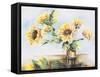 Sunflowers on Golden Vase-Heather A. French-Roussia-Framed Stretched Canvas