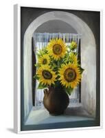 Sunflowers On The Window-kirilstanchev-Framed Art Print