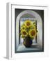 Sunflowers On The Window-kirilstanchev-Framed Art Print