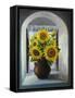 Sunflowers On The Window-kirilstanchev-Framed Stretched Canvas