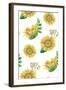 Sunflowers Pattern. Watercolor Rustic Floral. Country Flowers-Kvanta-Framed Art Print