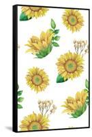 Sunflowers Pattern. Watercolor Rustic Floral. Country Flowers-Kvanta-Framed Stretched Canvas