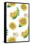 Sunflowers Pattern. Watercolor Rustic Floral. Country Flowers-Kvanta-Framed Stretched Canvas