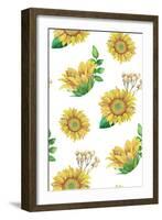 Sunflowers Pattern. Watercolor Rustic Floral. Country Flowers-Kvanta-Framed Art Print