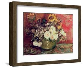 Sunflowers, Roses and Other Flowers in a Bowl, 1886-Vincent van Gogh-Framed Giclee Print