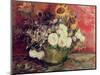 Sunflowers, Roses and Other Flowers in a Bowl, 1886-Vincent van Gogh-Mounted Giclee Print